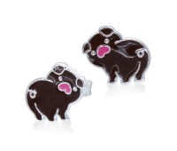 Brown Pig Kid Stud Earring STS-3807 (CO4+CO14)